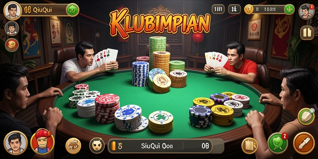 Tangkapan layar gameplay KLUBIMPIAN yang seru dalam aksi QiuQiu.