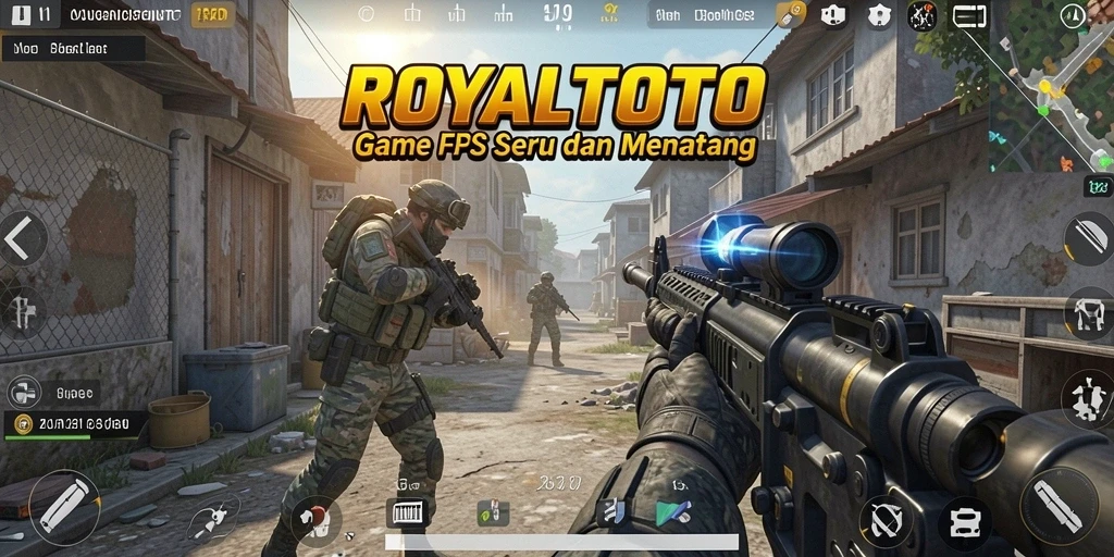 Tampilan gameplay seru dari ROYALTOTO dengan aksi menembak mendebarkan.