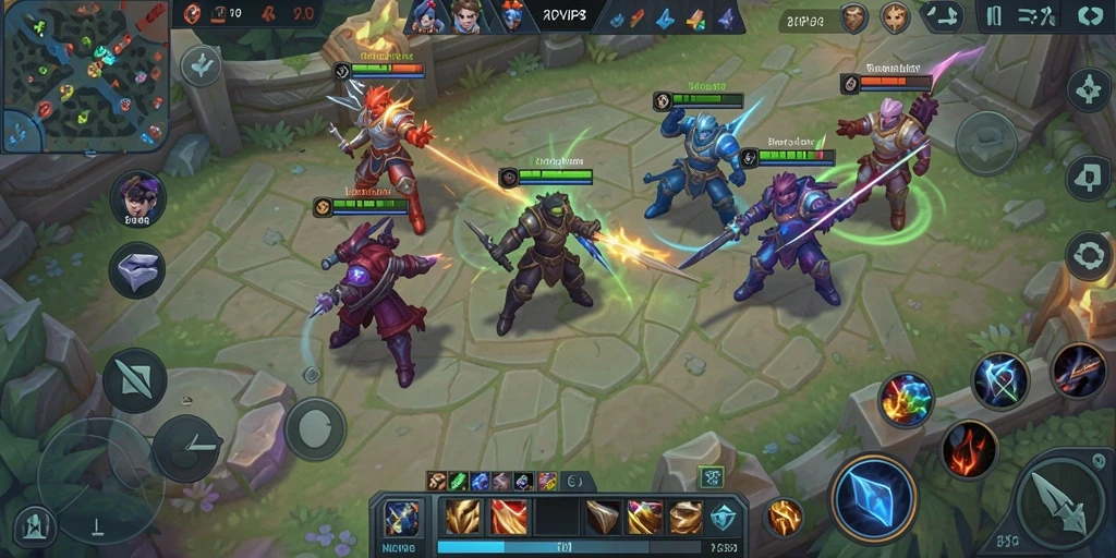 Screenshot utama RPVIP8 menunjukkan pertarungan epik di arena MOBA.